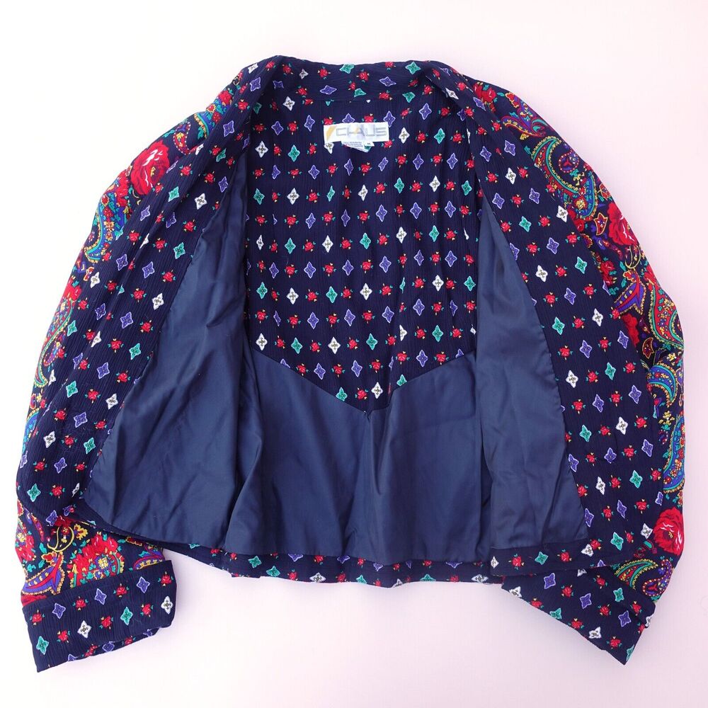 Vtg Chaus Bolero Jacket Crop Multicolor Paisley Boho Indie 90s Retro Women's M - Picture 8 of 10